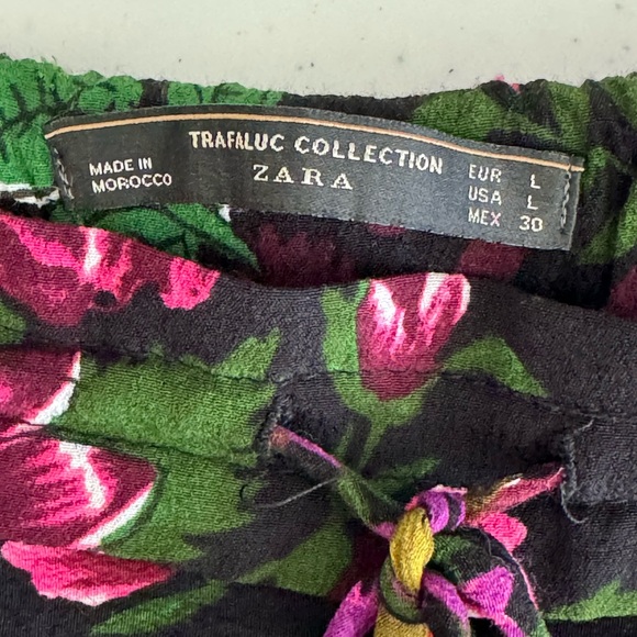 Zara Floral Printed Wide Leg Pull On Culottes Size L - Picture 7 of 8